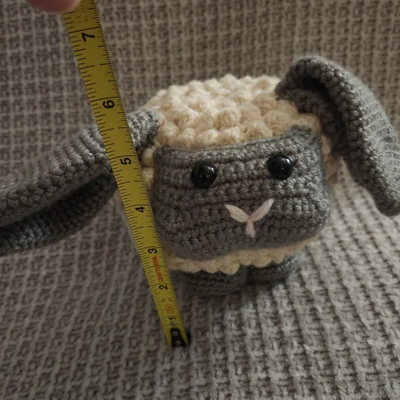Handcrafted Gray and Cream Bunny Plush Toy - Picture 4 of 4